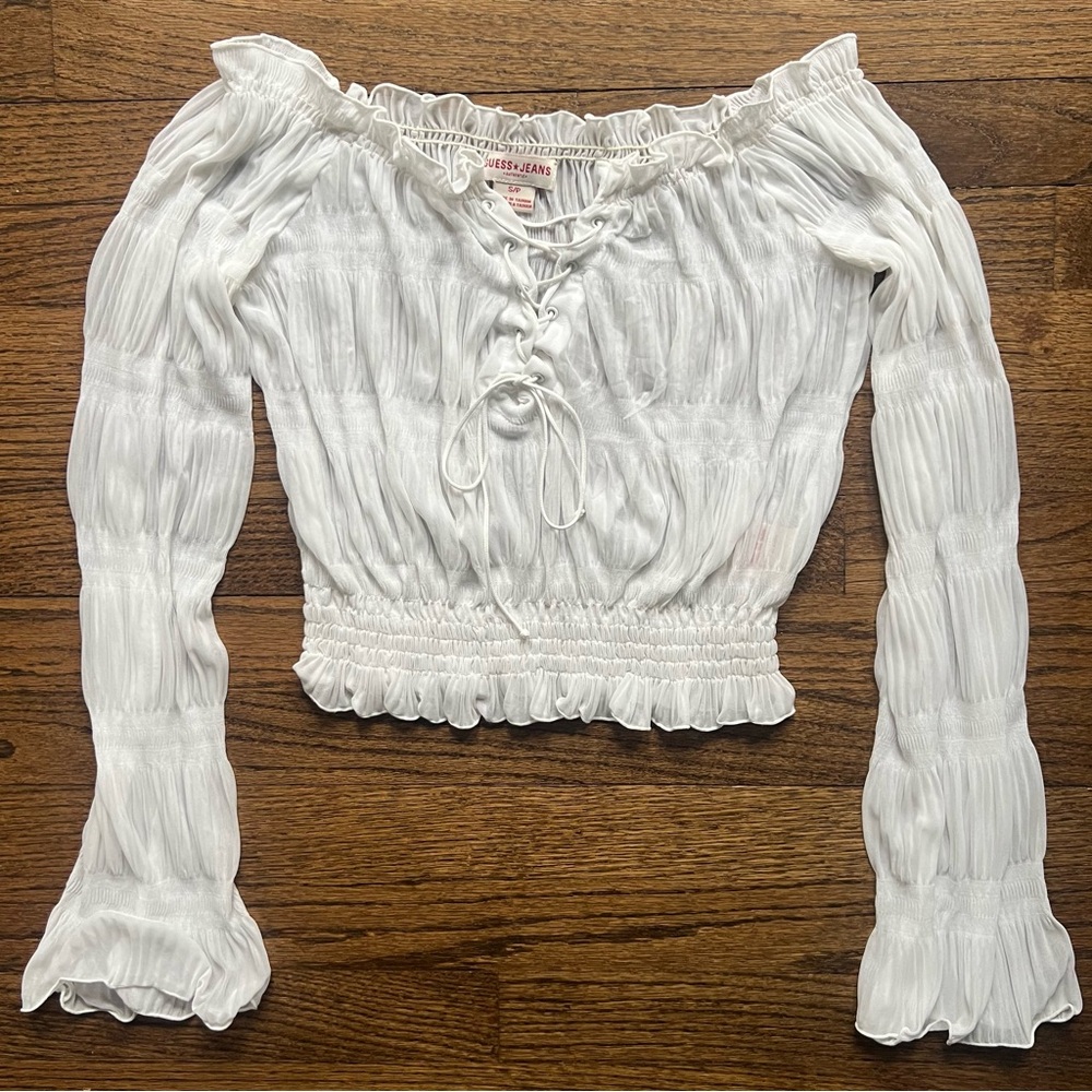 Guess White Off-Shoulder Bodysuit